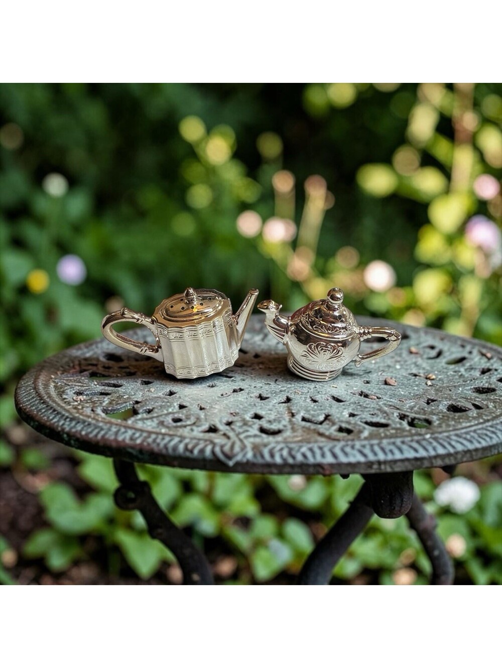 "Godinger Museum Re-creations" Silver Plated Salt & Pepper Shaker Teapot wBOX